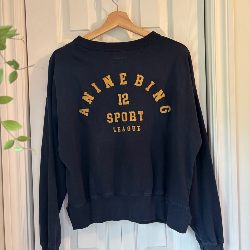 Anine Bing Washed Navy Rod League Sweatshirt